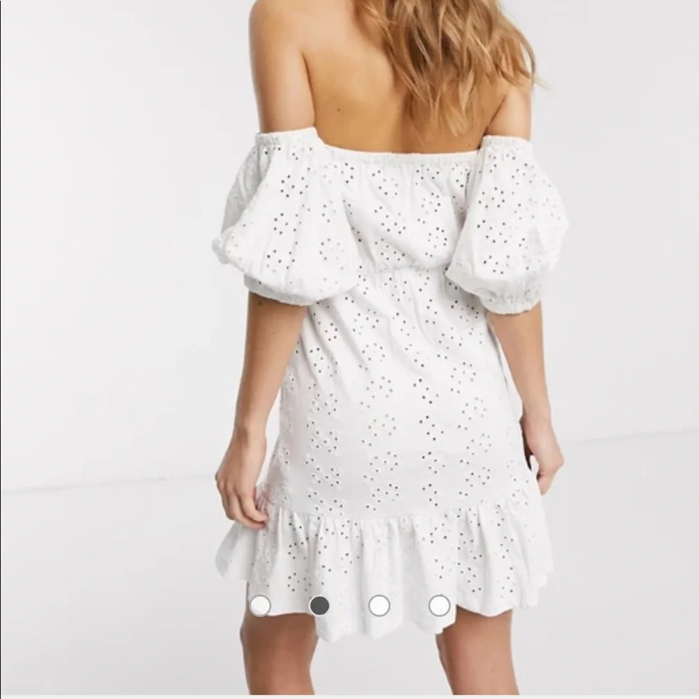 ASOS Design Broderie off the shoulder dress - Picture 2 of 8